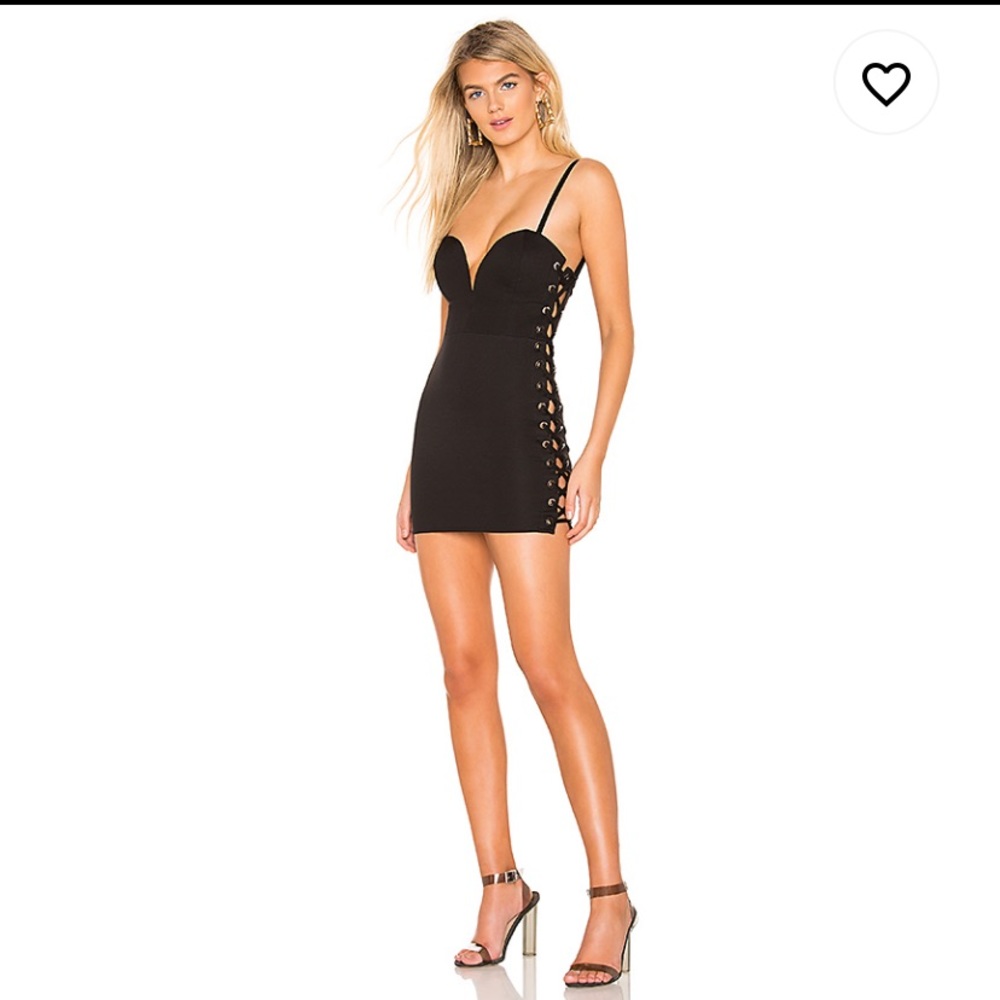KORY LACE UP MINI DRESS IN BLACK SUPER DOWN
